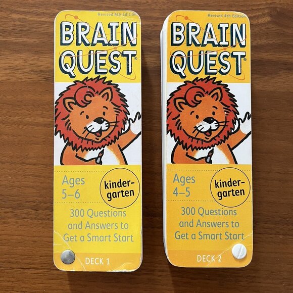 Brain Quest Learn Kindergarten Ages 4-6 Lot of 2 Quiz Deck Revised 4th Ed 2012 - Picture 1 of 13